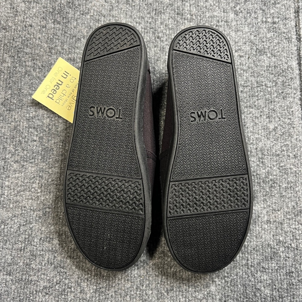 NIB TOMS Youth 5 Classic‎ Black Canvas Slip On Alpargata Shoes 10010530 - Picture 4 of 12